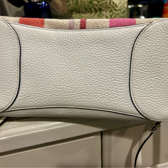 👛 BRAND NEW Kate Spade Leila Medium Flap Leather & Canvas Stripe Backpack Purse - Picture 14 of 16